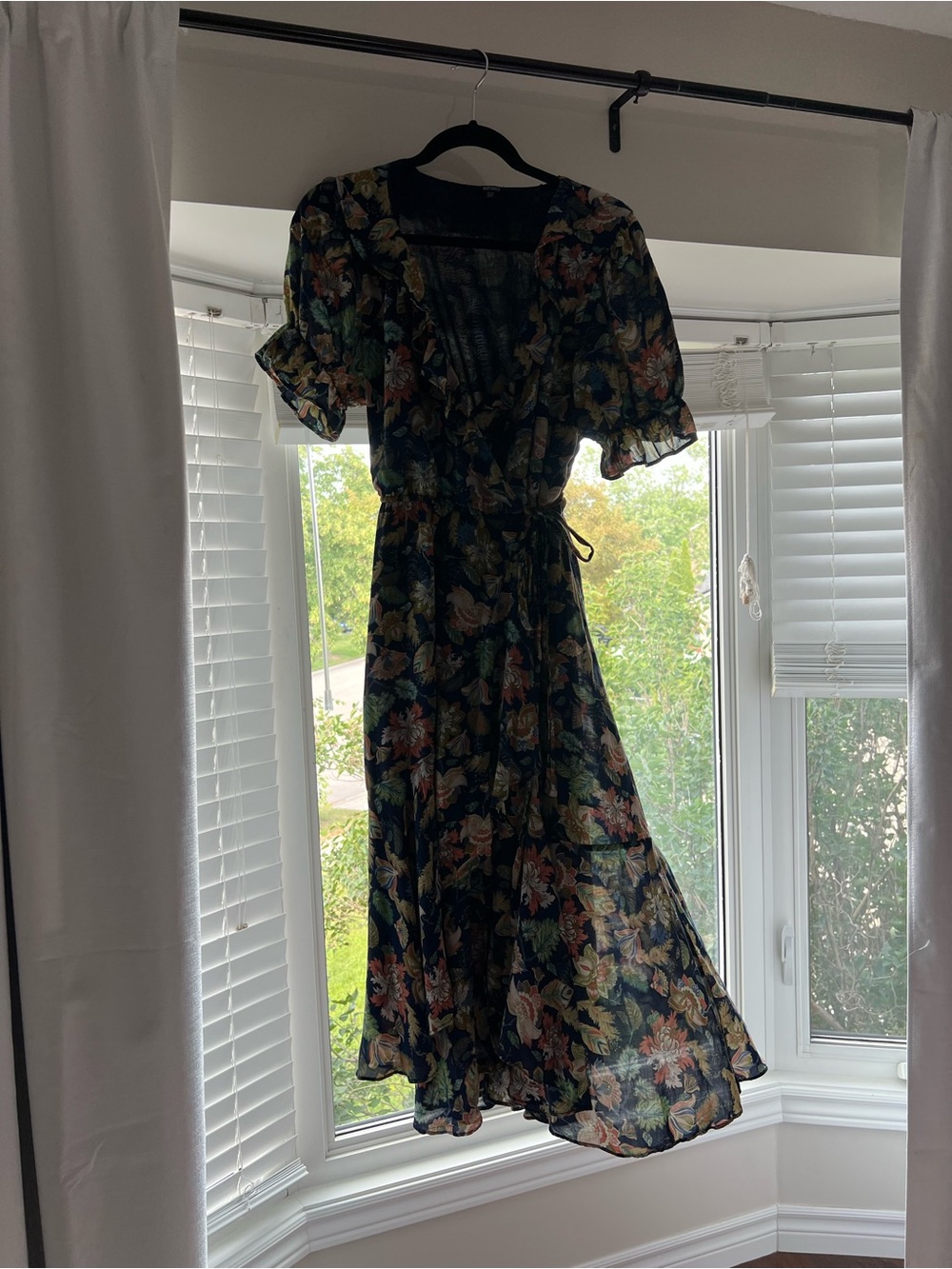 Buffalo David Bitton Black Floral Wrap Maxi Dress